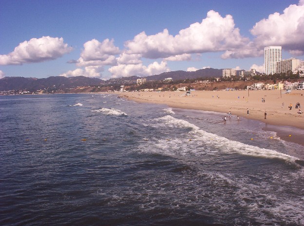 Santa Monica California   beach and mountains 